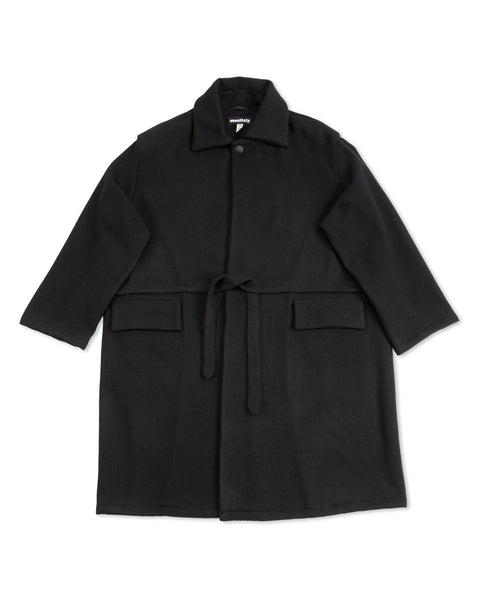 Jute Coat - Black Wool Flannel Vicente