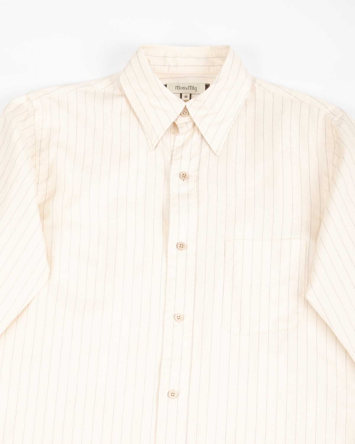MotivMfg Authentic Fit BD Shirt - Ivory Striped Cotton/Silk Twill - Standard & Strange