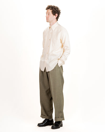 MotivMfg Authentic Fit BD Shirt - Ivory Striped Cotton/Silk Twill - Standard & Strange