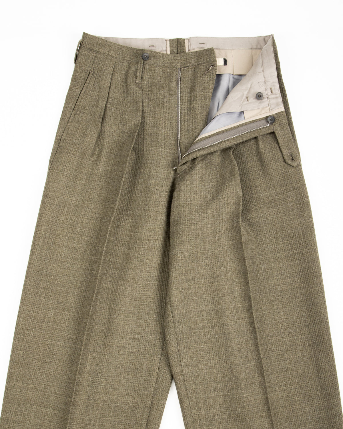 MotivMfg Bund Trousers - Sage Micro Check Suiting - Standard & Strange
