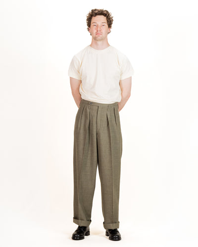 MotivMfg Bund Trousers - Sage Micro Check Suiting - Standard & Strange
