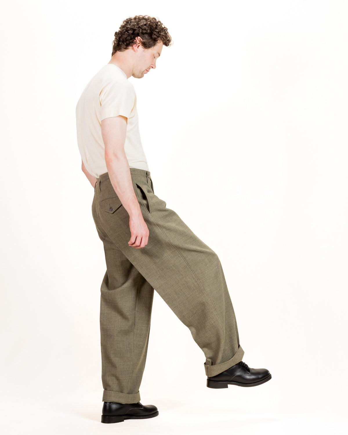 MotivMfg Bund Trousers - Sage Micro Check Suiting - Standard & Strange