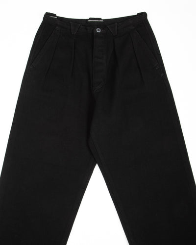MotivMfg Pleat Denim Trousers - Black Tailorable Denim - Standard & Strange