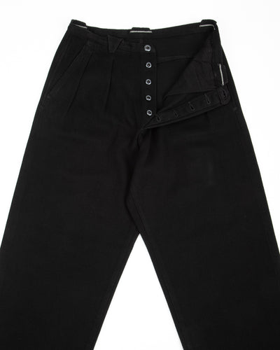 MotivMfg Pleat Denim Trousers - Black Tailorable Denim - Standard & Strange