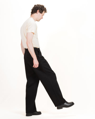 MotivMfg Pleat Denim Trousers - Black Tailorable Denim - Standard & Strange