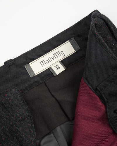 MotivMfg Mono Trousers - Red Rain Charcoal "Redpath" Flannel - Standard & Strange