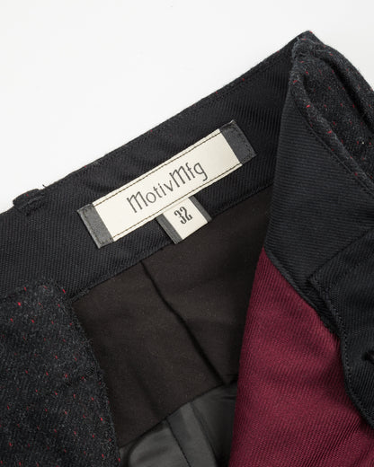 MotivMfg Mono Trousers - Red Rain Charcoal "Redpath" Flannel - Standard & Strange