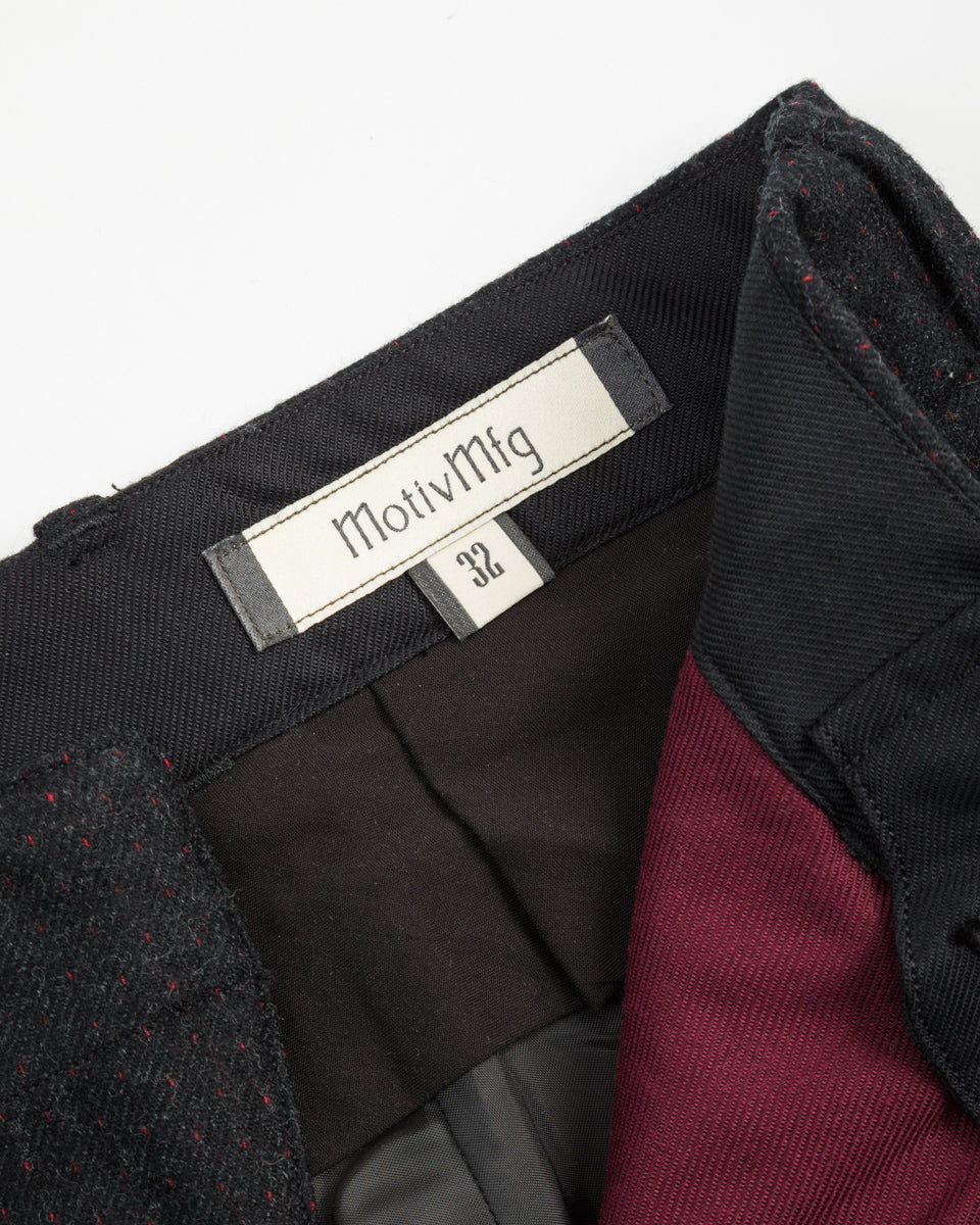 MotivMfg Mono Trousers - Red Rain Charcoal "Redpath" Flannel - Standard & Strange