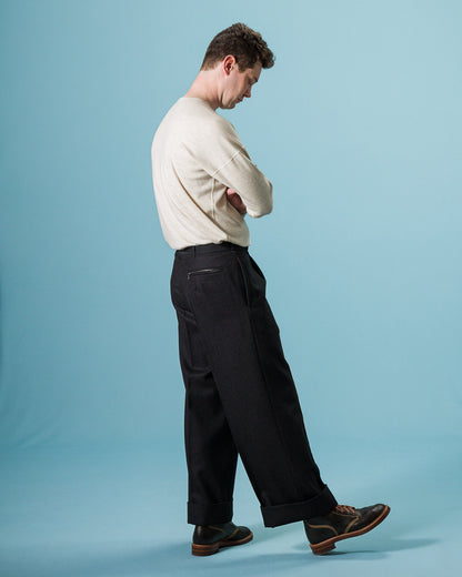 MotivMfg Mono Trousers - Red Rain Charcoal "Redpath" Flannel - Standard & Strange