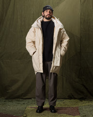 MotivMfg Lander Down Coat - Natural Halley Stevenson "Military Finish" Waxed Cotton - Standard & Strange