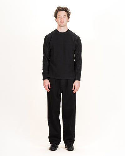 MotivMfg Swedish Thermal Shirt - Black Cotton/Linen Rib Jersey - Standard & Strange