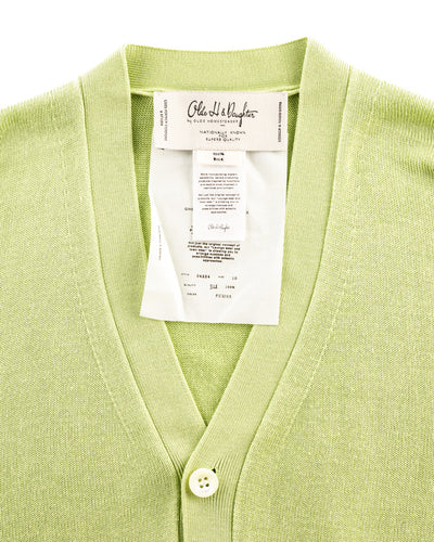 Olde Homesteader & Daughter Silk Plain Stitch V Neck Cardigan - Pistachio 10 - Standard & Strange