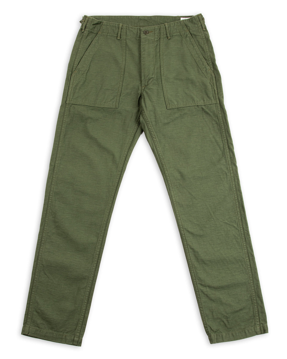 OrSlow Slim Fit Fatigue Pants - Olive Reverse Sateen 