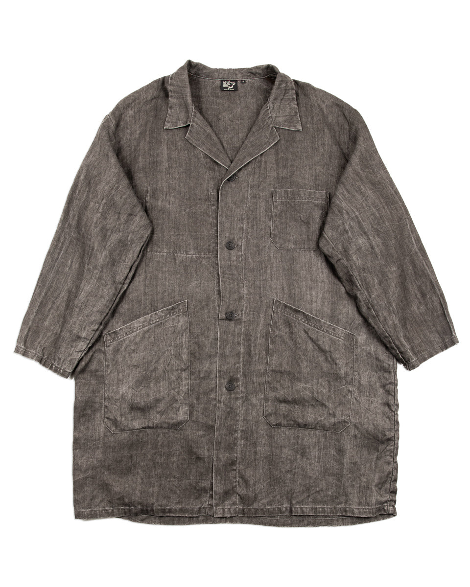 OrSlow Sumi Dyed Linen Shop Coat - Charcoal Gray - Standard & Strange