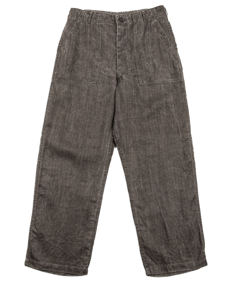 OrSlow Sumi Dyed Linen Summer Fatigue Pants (Unisex) - Charcoal Gray - Standard & Strange