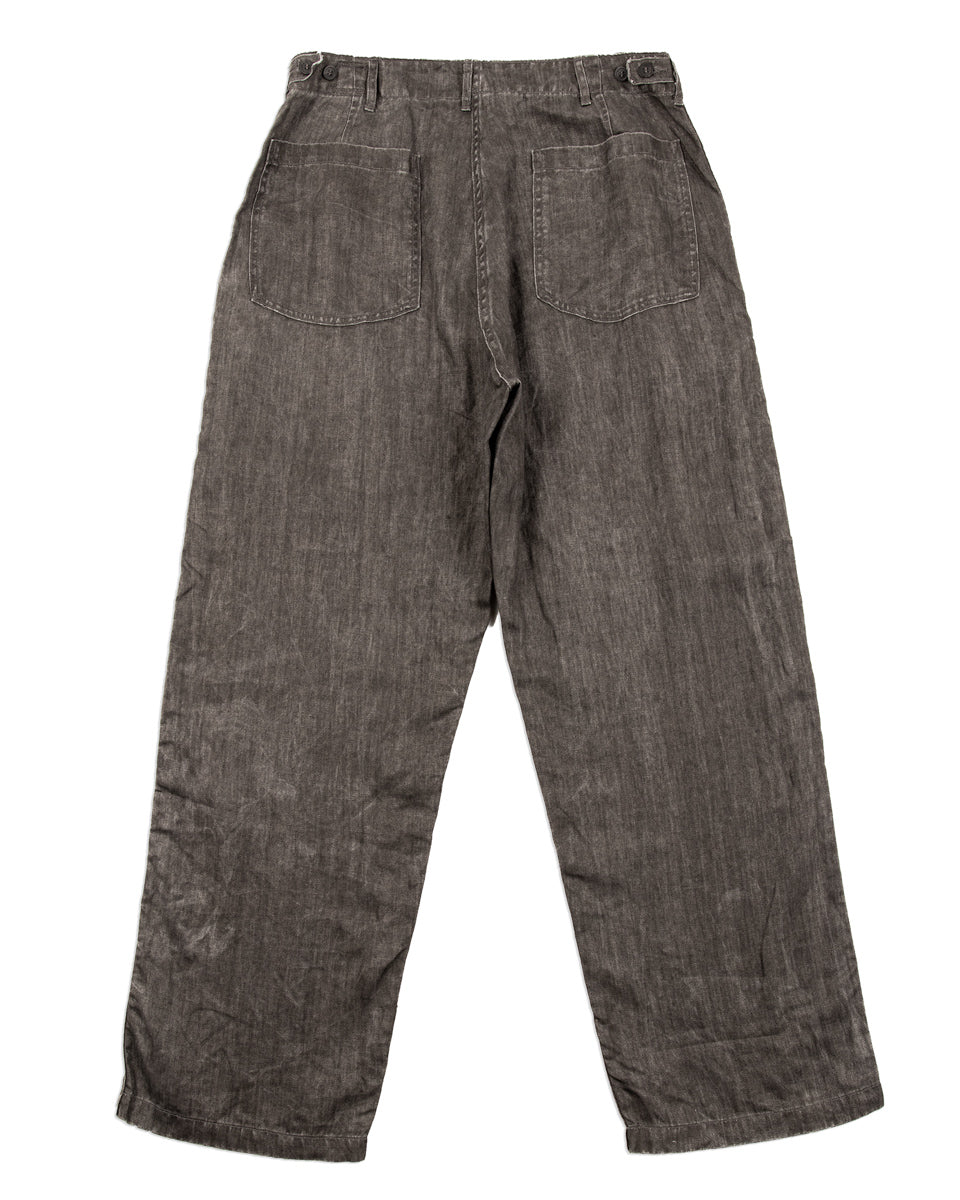 OrSlow Sumi Dyed Linen Summer Fatigue Pants (Unisex) - Charcoal Gray - Standard & Strange