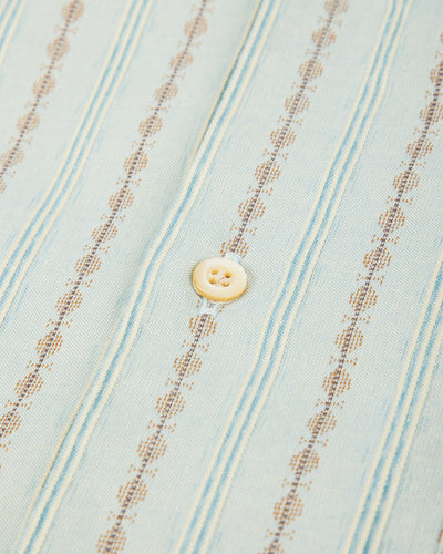 Prequel S&S x Prequel Short Open Collar Shirt - Blue Double Woven Dobby Stripe - Standard & Strange