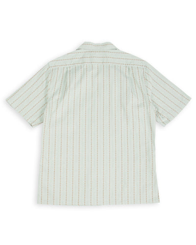 Prequel S&S x Prequel Short Open Collar Shirt - Blue Double Woven Dobby Stripe - Standard & Strange