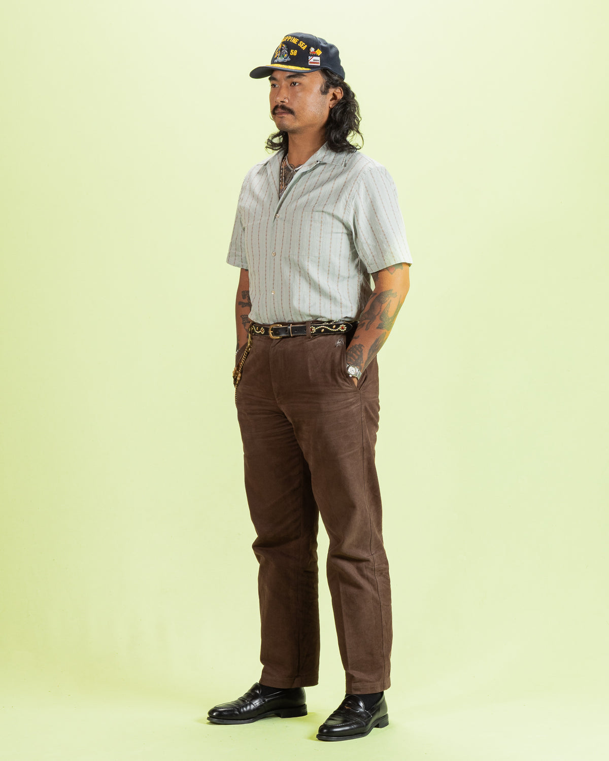 Prequel S&S x Prequel Short Open Collar Shirt - Blue Double Woven Dobby Stripe - Standard & Strange