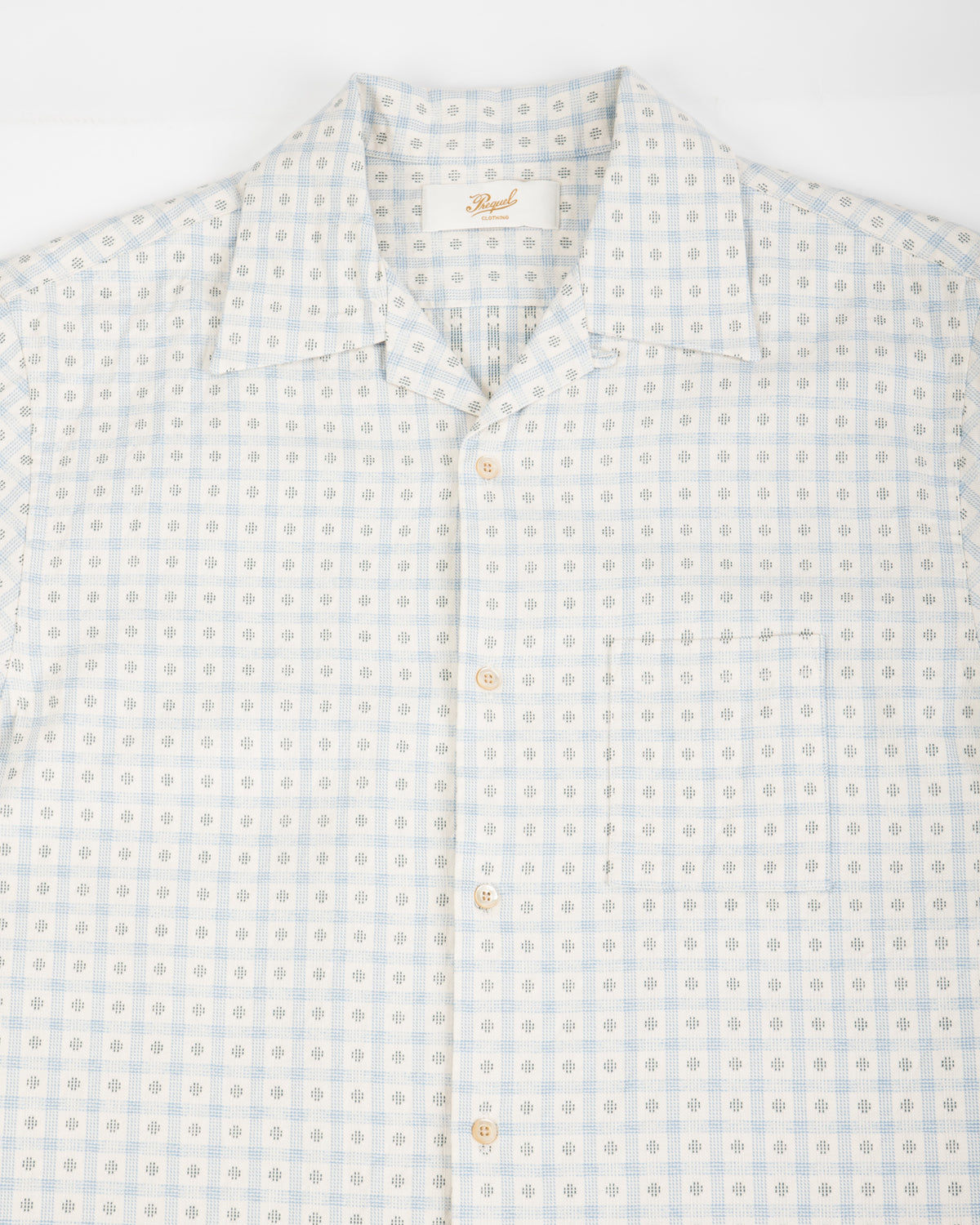 Prequel S&S x Prequel Short Open Collar Shirt - Beige Classic Dobby Check - Standard & Strange