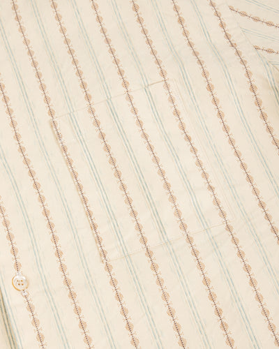 Prequel S&S x Prequel Short Open Collar Shirt - Beige Double Woven Dobby Stripe - Standard & Strange