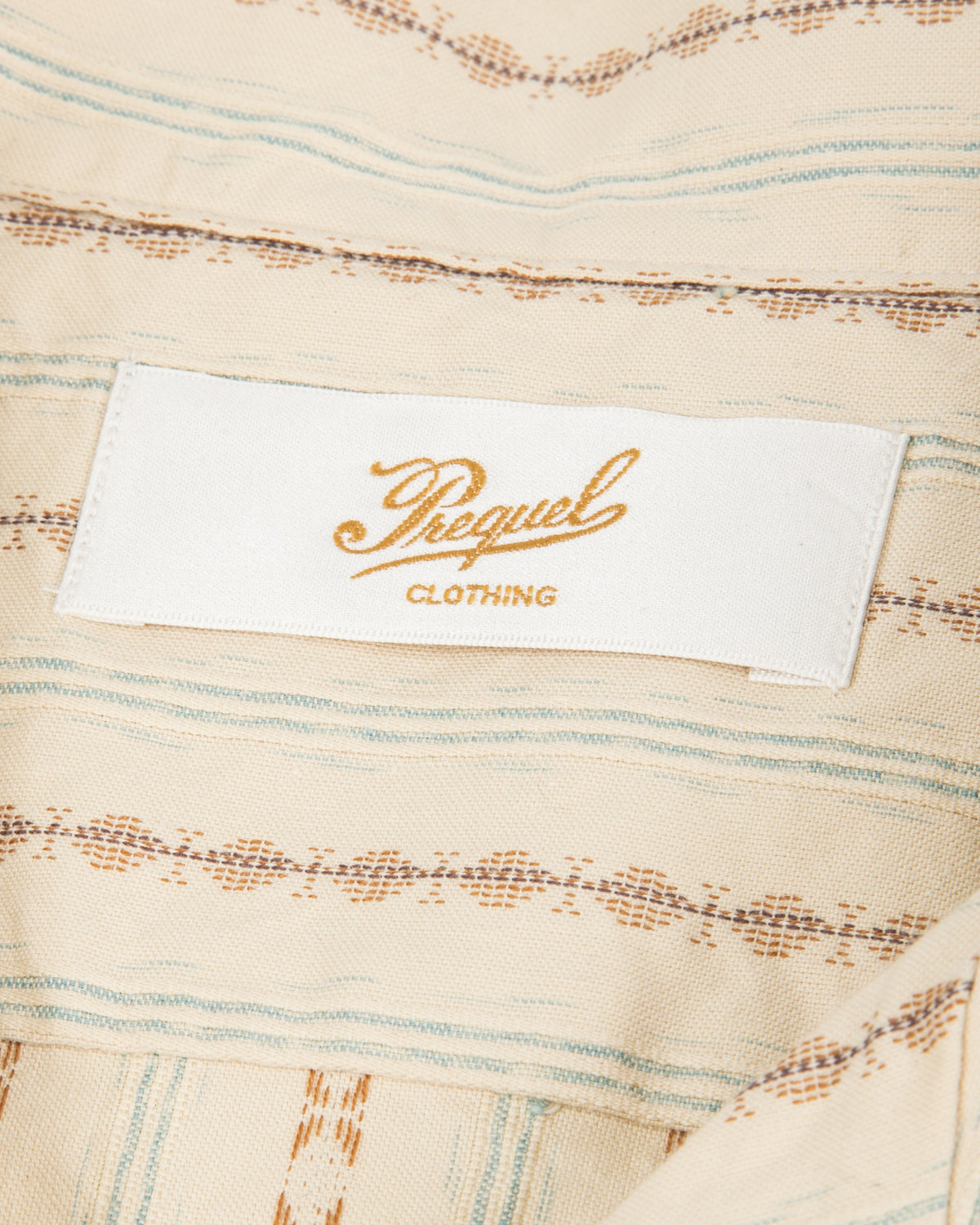 Prequel S&S x Prequel Short Open Collar Shirt - Beige Double Woven Dobby Stripe - Standard & Strange