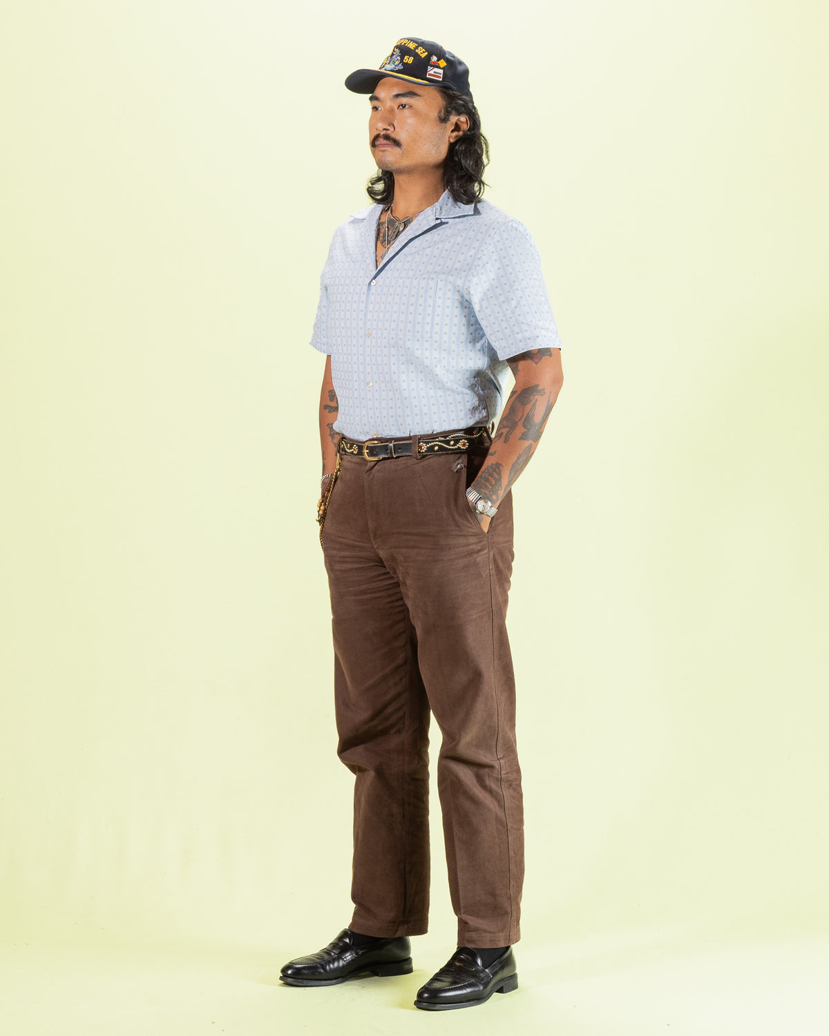 Prequel S&S x Prequel Short Open Collar Shirt - Blue Classic Dobby Check - Standard & Strange