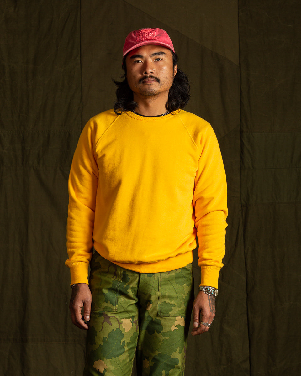 The Real McCoy's 9oz Loopwheel Raglan Sleeve Sweatshirt - Yellow - Standard & Strange