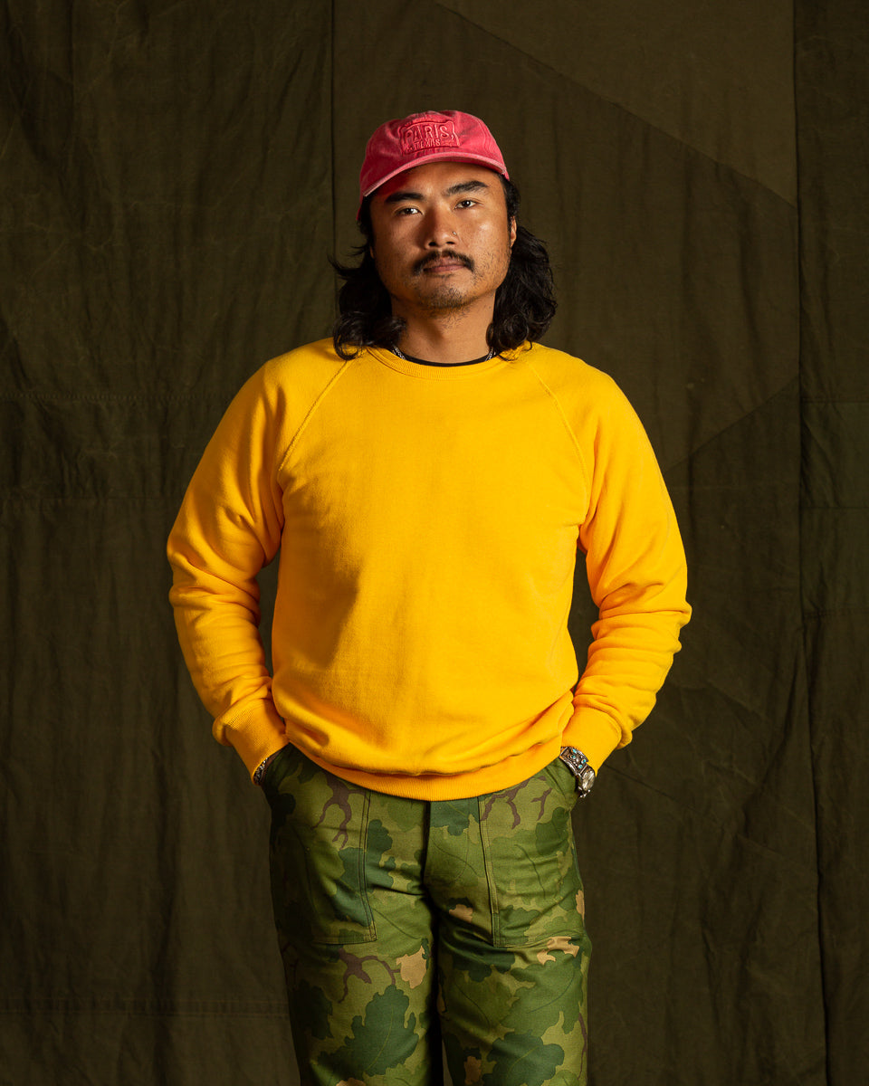 The Real McCoy's 9oz Loopwheel Raglan Sleeve Sweatshirt - Yellow - Standard & Strange