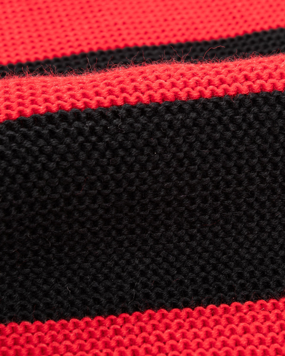 The Real McCoy's Buco Striped Wool Knit Scarf - Red/Black - Standard & Strange