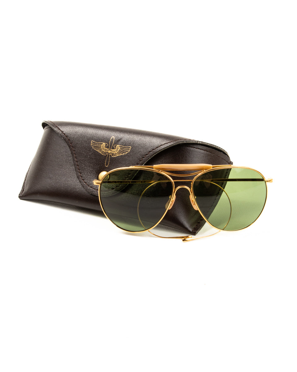 The Real McCoy's Flying Sun Aviator Sunglasses - Gold - Standard & Strange