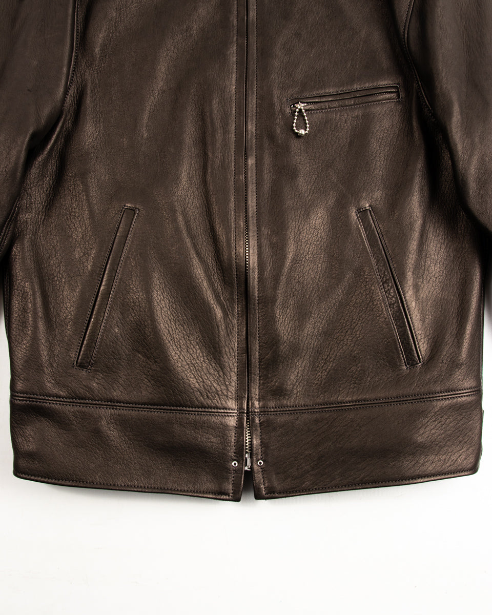 Vintage 1940's Genuine Leather Jacket Chain Zip Pocket Size M