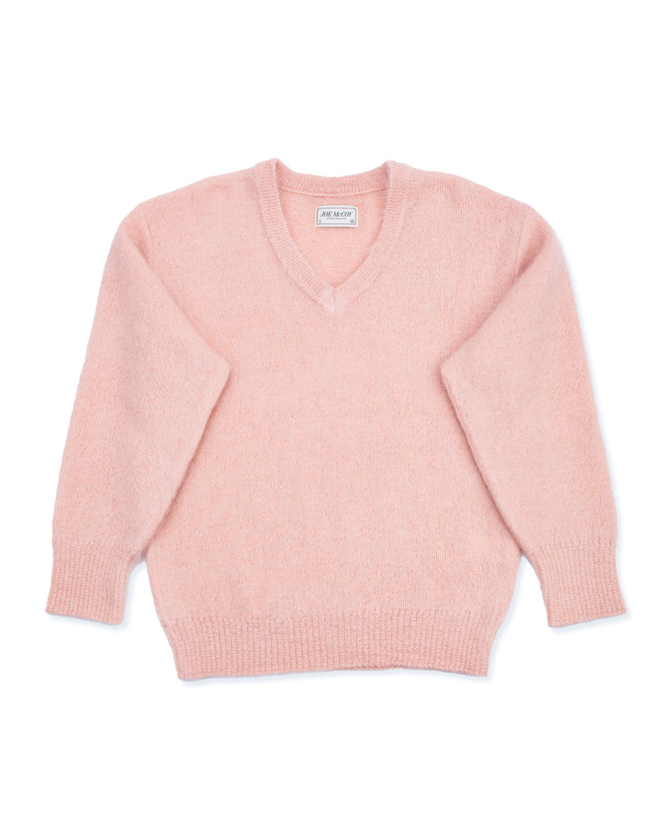 The Real McCoy's Joe McCoy Mohair V-Neck Sweater - Flamingo - Standard & Strange