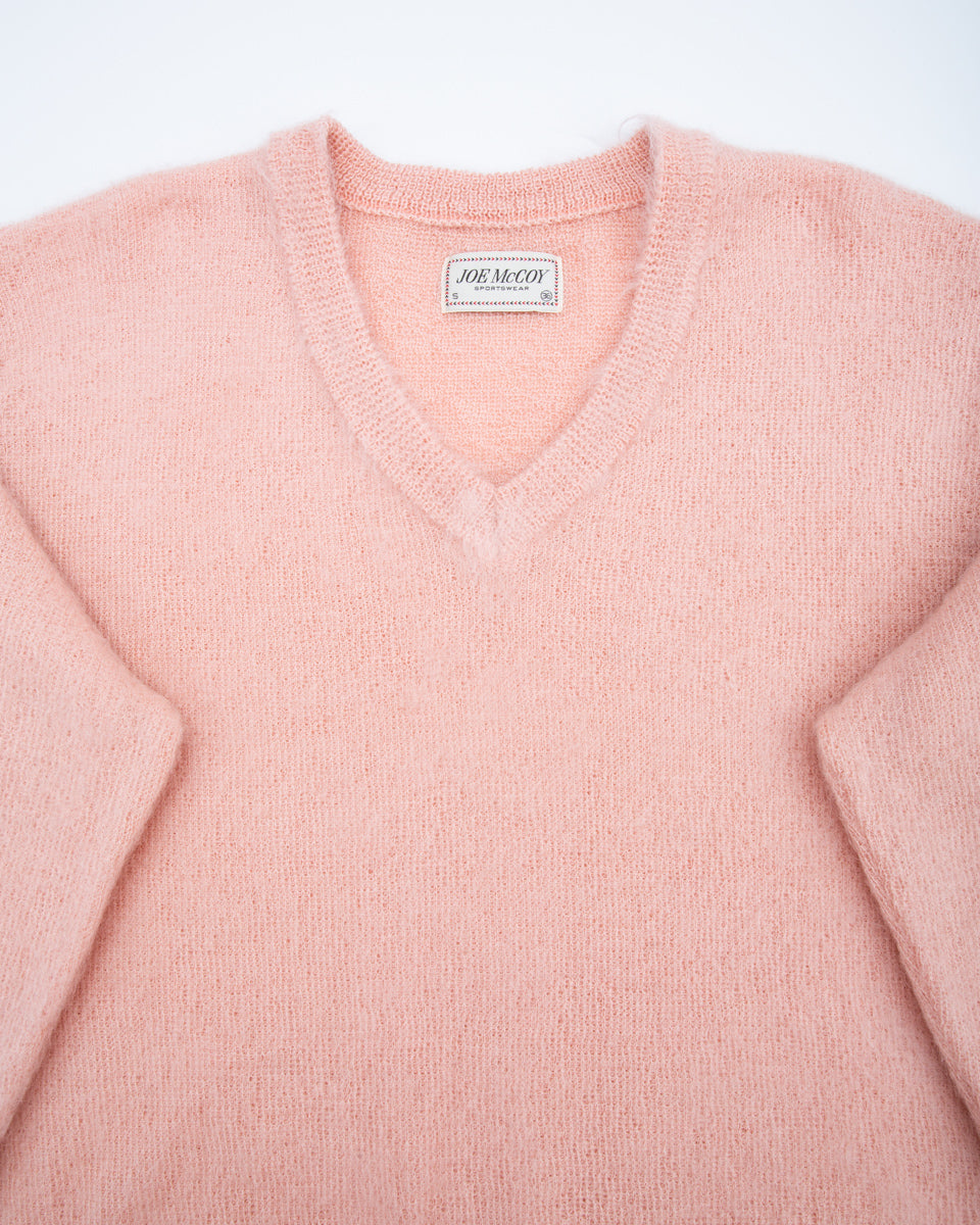 The Real McCoy's Joe McCoy Mohair V-Neck Sweater - Flamingo - Standard & Strange
