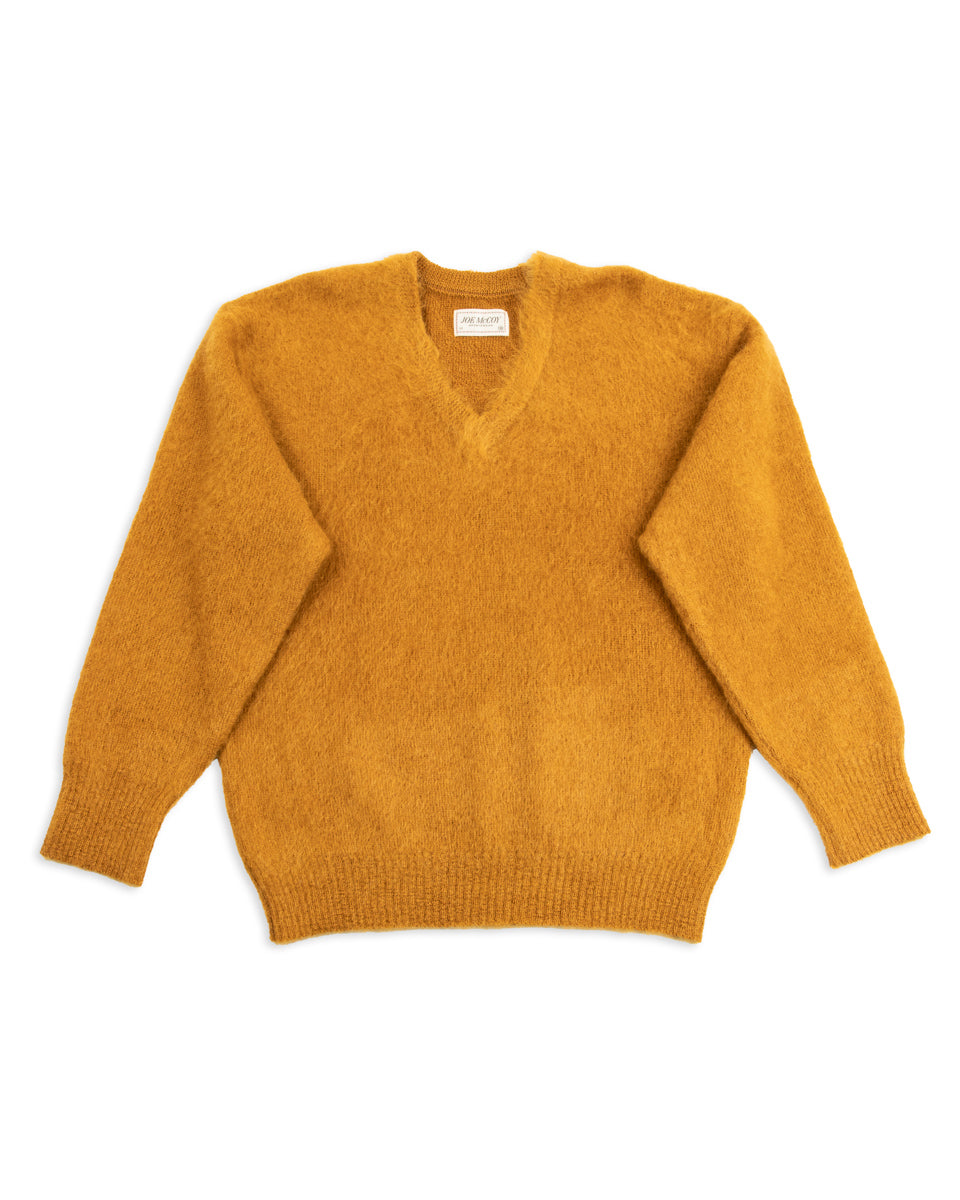 Joe McCoy Mohair V-Neck Sweater - Mustard