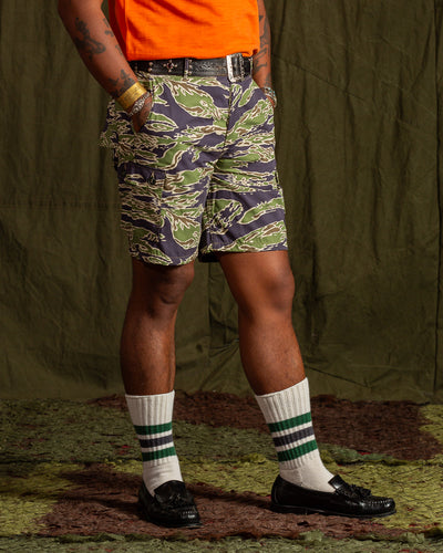The Real McCoy's Tiger Camouflage Civilian Shorts - Late War Green - Standard & Strange