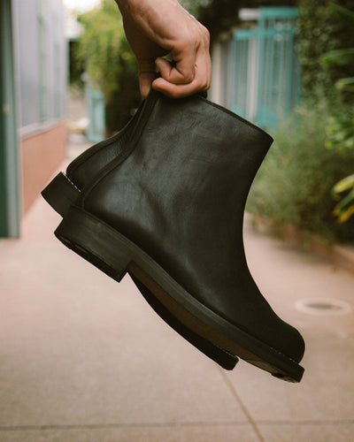 Casper Side Zip Boot - Black Kobe Shrink
