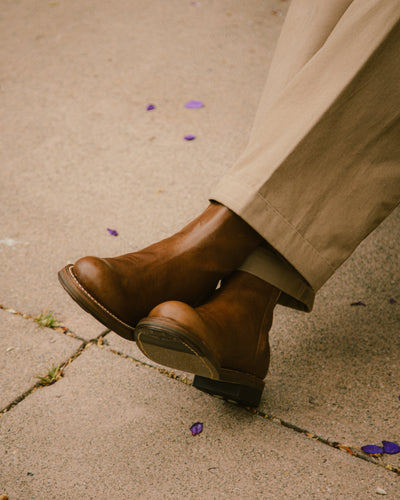Casper Side Zip Boot - Brown Horsehide