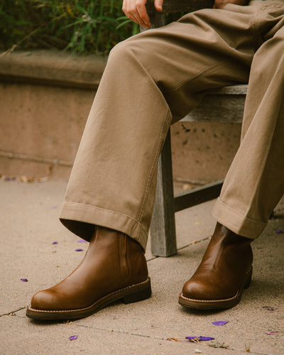 Casper Side Zip Boot - Brown Horsehide