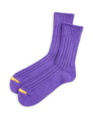 RoToTo Chunky Ribbed Crew Sock - Purple/Yellow - Standard & Strange