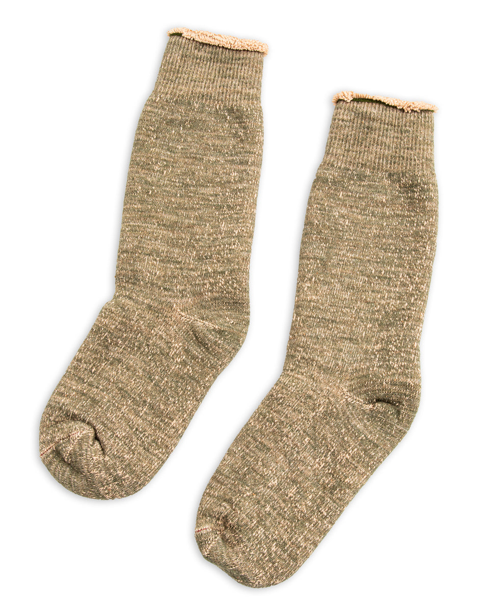 RoToTo Double Face Merino/Organic Cotton Socks - Green/Brown - Standard & Strange