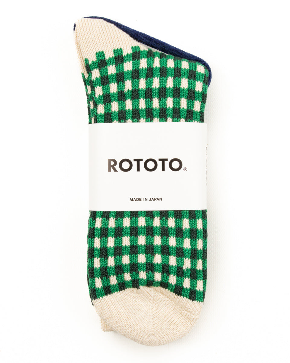 RoToTo Gingham Check Socks - Green - Standard & Strange