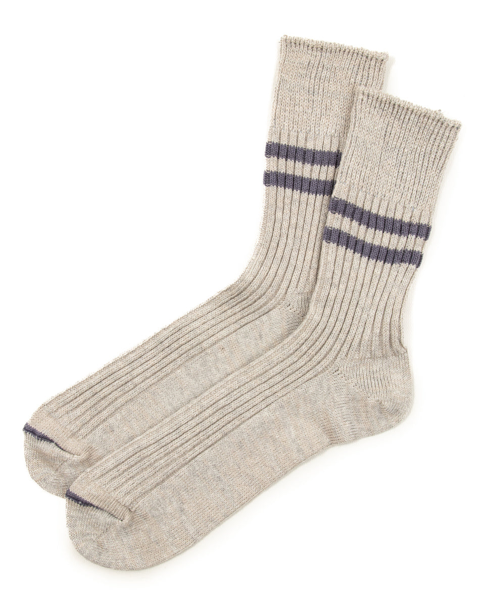 Rototo HEMP ORGANIC COTTON STRIPE SOCKS (Grey/Purple Haze) main image 1