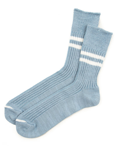 RoToTo Hemp/Organic Cotton Stripe Socks - Morning Blue/White - Standard & Strange