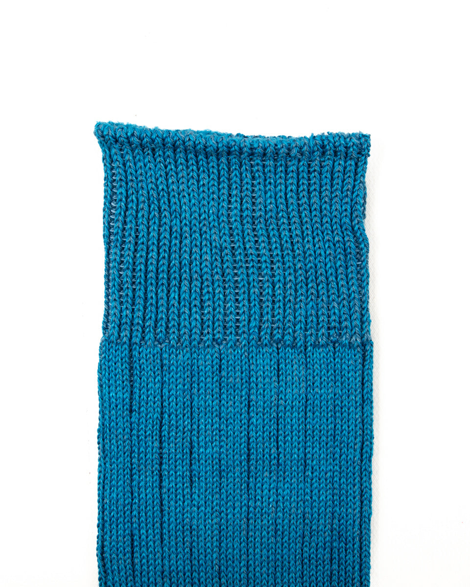 RoToTo Linen/Cotton Ribbed Crew Socks - Blue - Standard & Strange