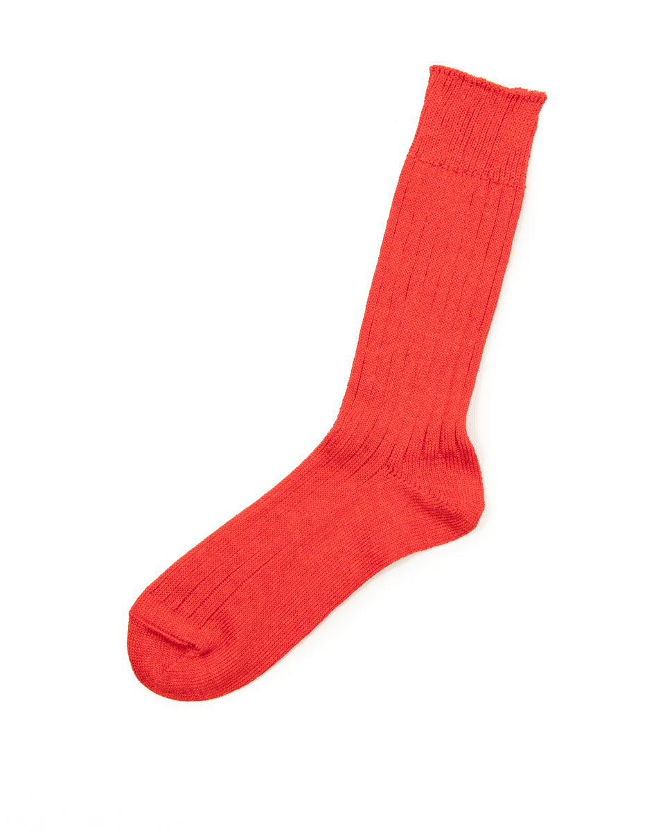 RoToTo Linen/Cotton Ribbed Crew Socks - Tomato - Standard & Strange