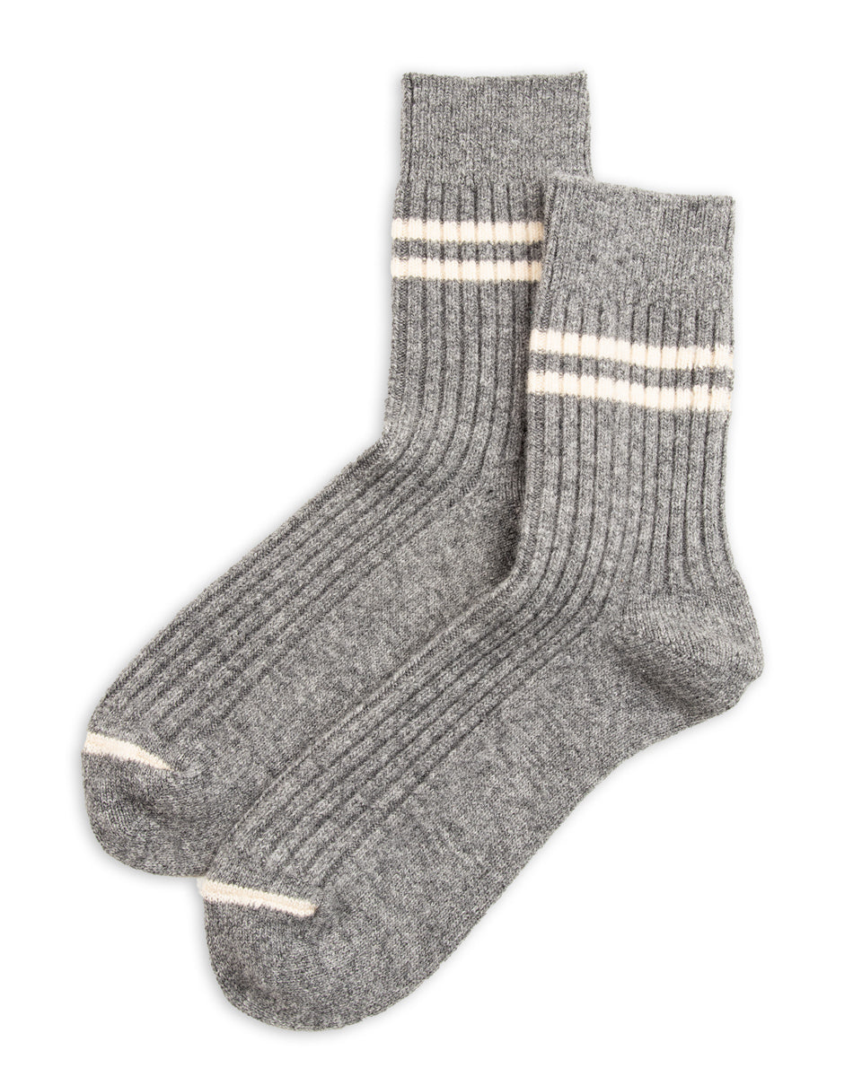 RoToTo Merino Lambswool Stripe Sock - Gray - Standard & Strange
