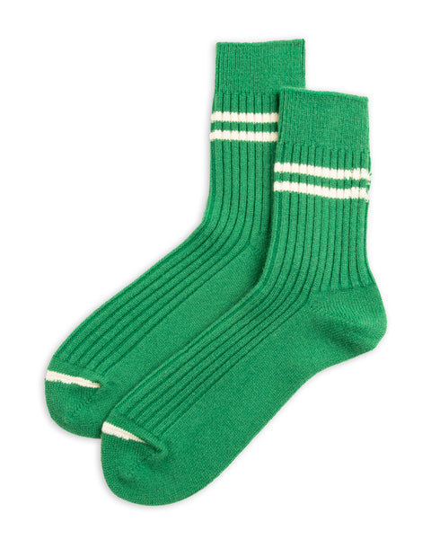 RoToTo Merino Lambswool Stripe Sock - Green - Standard & Strange
