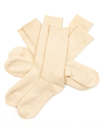 RoToTo Organic Cotton Daily 3-pack Sock - Ecru - Standard & Strange