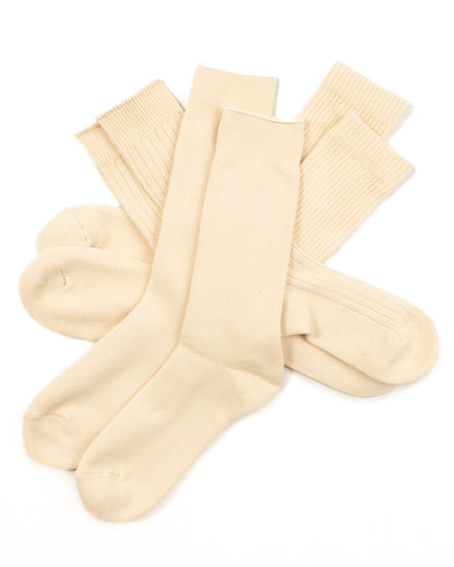 RoToTo Organic Cotton Daily 3-pack Sock - Ecru - Standard & Strange